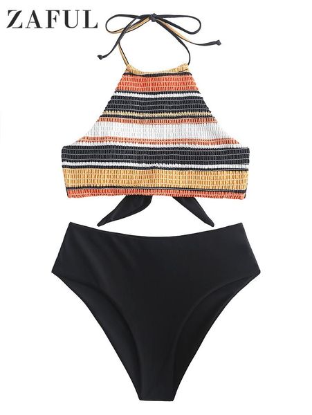 women's swimwear zaful striped halter smocked tankini swimsuit shirred bikinis set colored mix and match high-waisted shoulder strap su, White;black
women's swimwear zaful striped halter smocked tankini swimsuit shirred bikinis set colored mix and match high-waisted shoulder strap su, White;black