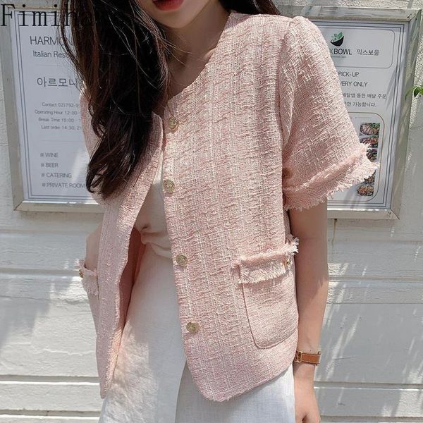 women's jackets fimihawa women 2021 summer korean chic female gentle v-neck trim pearl button double pocket puff sleeved tweed coats, Black;brown
women's jackets fimihawa women 2021 summer korean chic female gentle v-neck trim pearl button double pocket puff sleeved tweed coats, Black;brown