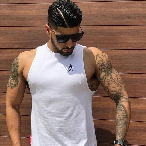 men' tank summer sports vest training tights sleeveless round neck factory direct sales, White;black
men' tank summer sports vest training tights sleeveless round neck factory direct sales, White;black