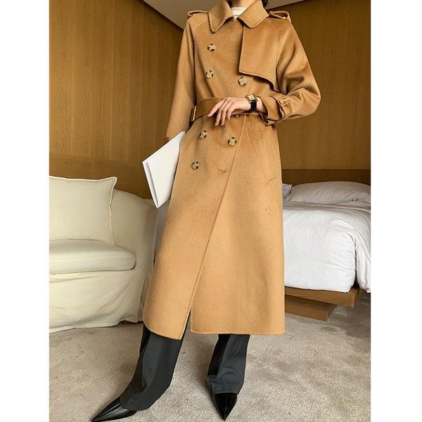 women's wool & blends 21 autumn and winter high-end water corrugated double-sided cashmere coat lace up slim windbreaker, Black
women's wool & blends 21 autumn and winter high-end water corrugated double-sided cashmere coat lace up slim windbreaker, Black