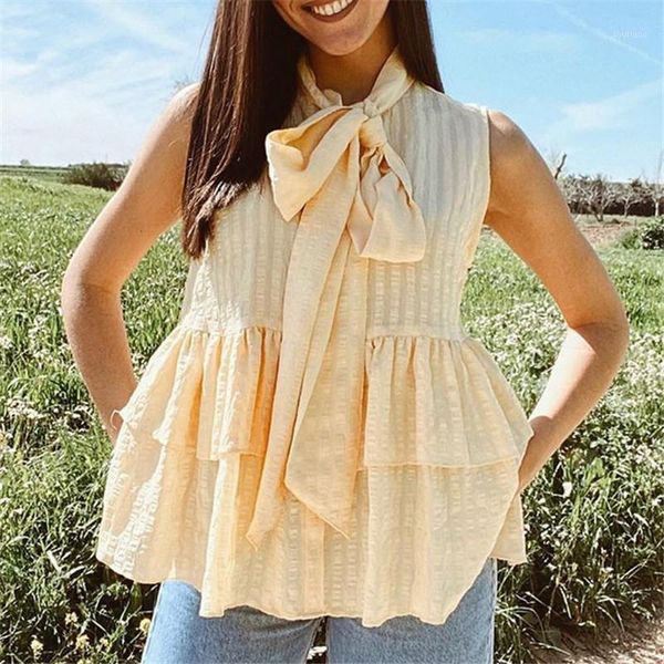 women's blouses & shirts elegant ruffled solid women bow tie collar sleeveless office lady 2021 casual blusas mujer, White
women's blouses & shirts elegant ruffled solid women bow tie collar sleeveless office lady 2021 casual blusas mujer, White