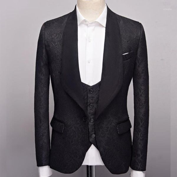 men's suits & blazers men black pattern groom tuxedos shawl satin lapel groomsmen wedding man ( jacket+pants+vest+tie ) c724, White;black
men's suits & blazers men black pattern groom tuxedos shawl satin lapel groomsmen wedding man ( jacket+pants+vest+tie ) c724, White;black