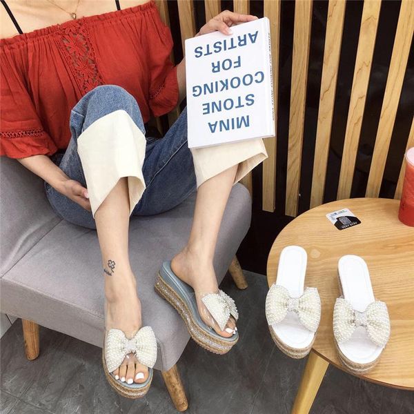slippers women summer mid-heel platform sweet bow-knot wedges non-slip sandals, Black
slippers women summer mid-heel platform sweet bow-knot wedges non-slip sandals, Black