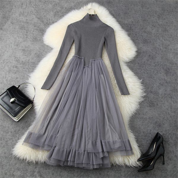 fall winter turtleneck midi mesh crochet women's nightgown sleeves elegant party black dress, Black;gray
fall winter turtleneck midi mesh crochet women's nightgown sleeves elegant party black dress, Black;gray