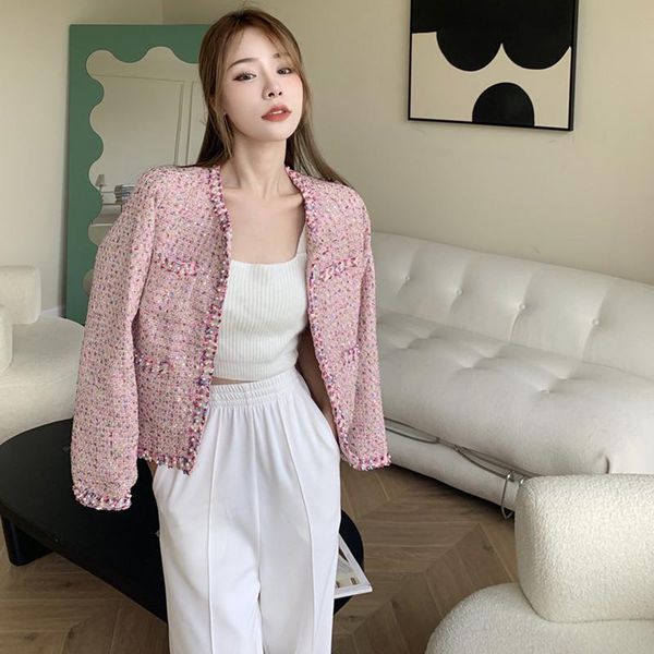 women's jackets 2021 autumn clothing korean coat short single-breasted beading round neck long sleeves rough flowers slim jacket, Black;brown
women's jackets 2021 autumn clothing korean coat short single-breasted beading round neck long sleeves rough flowers slim jacket, Black;brown