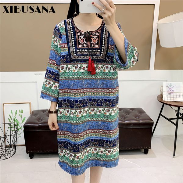 women's floral printed indie folk dress fashion summer loose three quarter o-neck plus size dresses female vestidos 210423, Black;gray
women's floral printed indie folk dress fashion summer loose three quarter o-neck plus size dresses female vestidos 210423, Black;gray
