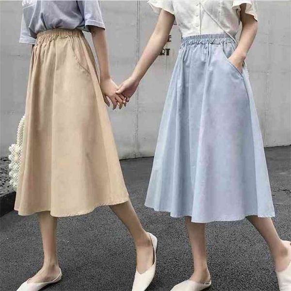 summer simple solid color loose high waist slimming big swing skirt casual pocket women a-line long 210527, Black
summer simple solid color loose high waist slimming big swing skirt casual pocket women a-line long 210527, Black