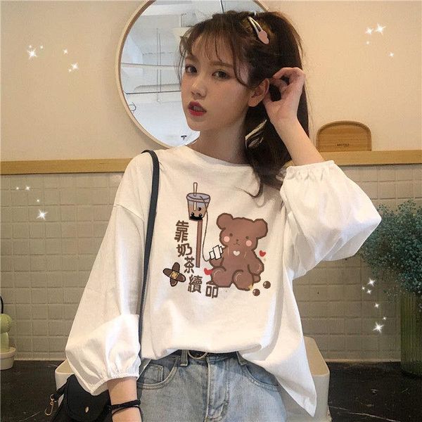spring and autumn long sleeve korean style loose versatile lantern waist down slim print female women's t-shirt, White
spring and autumn long sleeve korean style loose versatile lantern waist down slim print female women's t-shirt, White