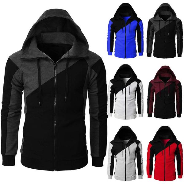 men's hoodies & sweatshirts color block casual hoodie zip up long sleeve sweatshirt men sport winter warm hooded patchwork outwear, Black
men's hoodies & sweatshirts color block casual hoodie zip up long sleeve sweatshirt men sport winter warm hooded patchwork outwear, Black