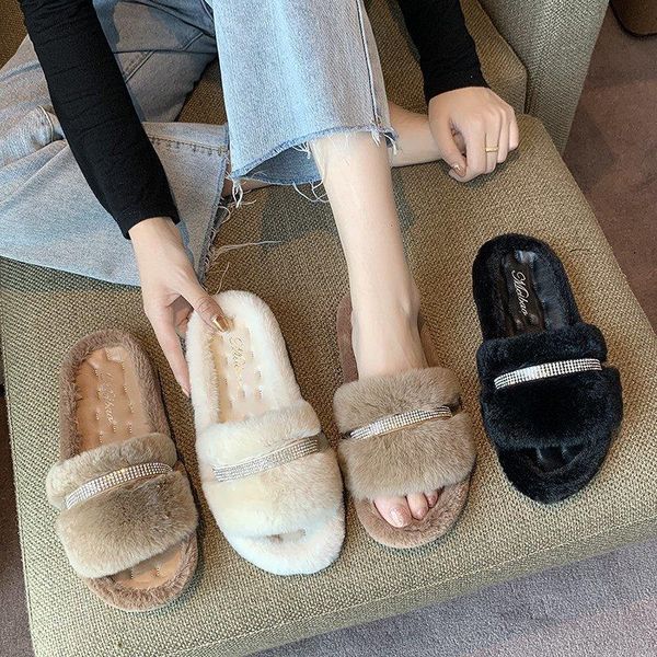 furry slippers women home wear flats winter 2021 faux fur slides damen zapatos mujer drop, Black
furry slippers women home wear flats winter 2021 faux fur slides damen zapatos mujer drop, Black