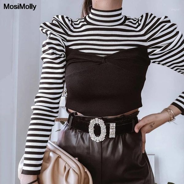 mosimolly 2021 trendy striped knit sweater pullovers faux two pieces puff sleeve short jumper autumn winter women's sweaters, White;black
mosimolly 2021 trendy striped knit sweater pullovers faux two pieces puff sleeve short jumper autumn winter women's sweaters, White;black