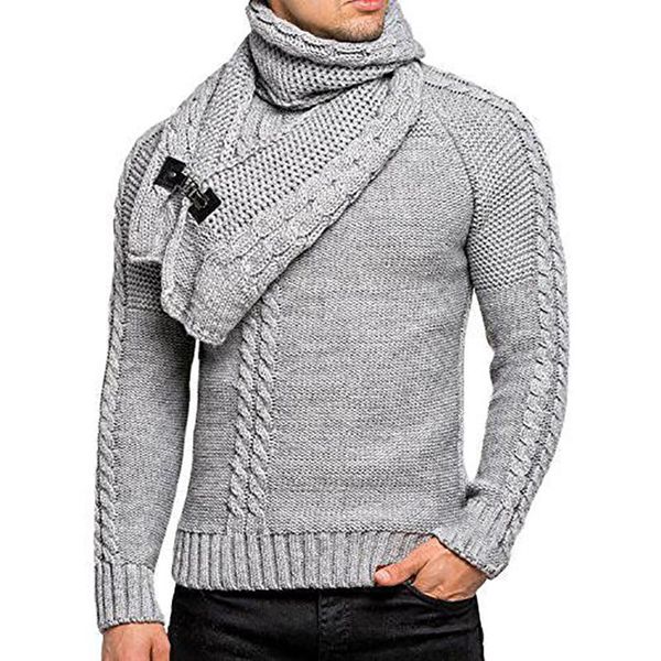 men's sweaters casual slim knit sweater for men fashion solid long sleeve 2021 autumn winter warm removable bib jumpers streetwear, White;black
men's sweaters casual slim knit sweater for men fashion solid long sleeve 2021 autumn winter warm removable bib jumpers streetwear, White;black