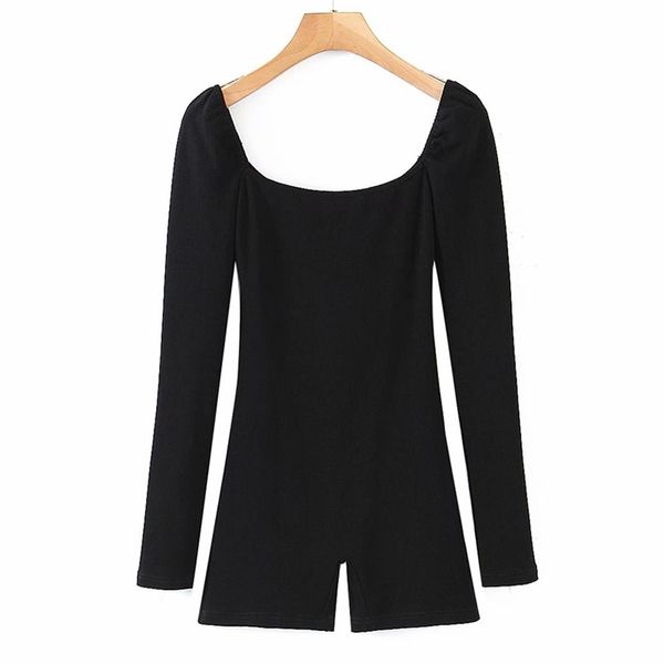 bodysuit women vintage black slim short jumpsuit combinaison femme long sleeve romper 210514, Black;white
bodysuit women vintage black slim short jumpsuit combinaison femme long sleeve romper 210514, Black;white