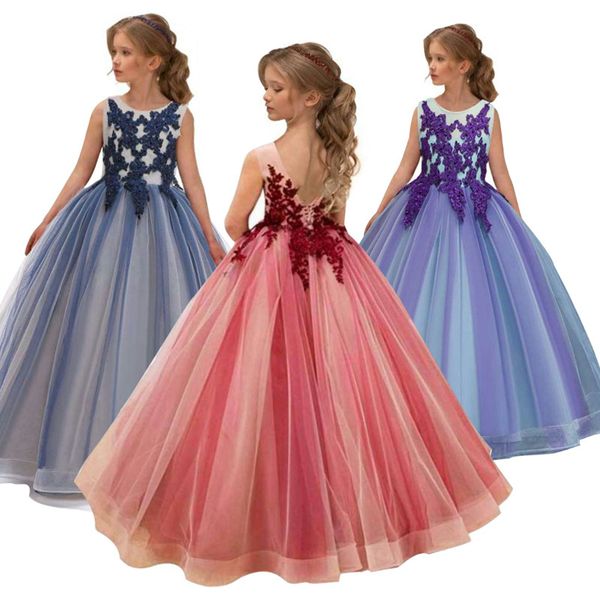 premium 70% off children's princess skirt new girls' yarn flower children's dress fluffy, White