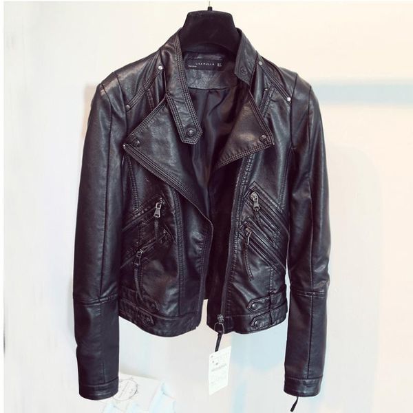 women's leather & faux women classic jacket brand slim short coat ladies motorcycle biker jackets female basic outerwear, Black
women's leather & faux women classic jacket brand slim short coat ladies motorcycle biker jackets female basic outerwear, Black