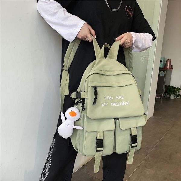 backpack college style simple letter solid color large-capacity girl student cute ornament decoration school bag
backpack college style simple letter solid color large-capacity girl student cute ornament decoration school bag