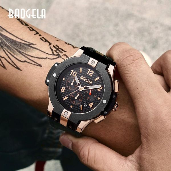 wristwatches baogela marque hommes montre quartz ou bande de caoutchouc 3atm résistant à l'eau chronographe 1909, Slivery;brown
wristwatches baogela marque hommes montre quartz ou bande de caoutchouc 3atm résistant à l'eau chronographe 1909, Slivery;brown