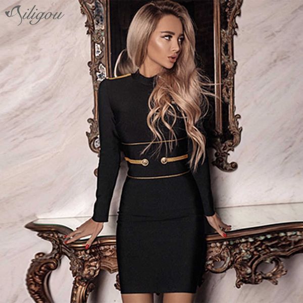 summer black bandage dress lady long sleeve mini club vestidos elegant celebrity party 210527, Black;gray
summer black bandage dress lady long sleeve mini club vestidos elegant celebrity party 210527, Black;gray