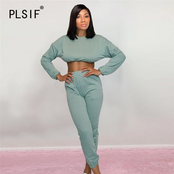 women's tracksuits simple pure color o neck long sleeve crop and pants 2 pieces set high street casual lady fashion outfits, Gray
women's tracksuits simple pure color o neck long sleeve crop and pants 2 pieces set high street casual lady fashion outfits, Gray