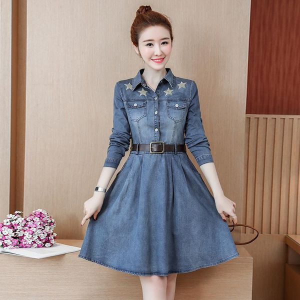 casual dresses 2021 autumn women dress elegant long sleeve denim vestidos de verano cloth with belt, Black;gray
casual dresses 2021 autumn women dress elegant long sleeve denim vestidos de verano cloth with belt, Black;gray