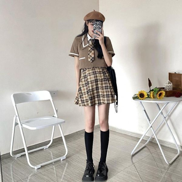 clothing sets summer japanese harajuku school jk uniform style women's short sleeve pleated skirt students streetwear plaid mini skirts, White
clothing sets summer japanese harajuku school jk uniform style women's short sleeve pleated skirt students streetwear plaid mini skirts, White
