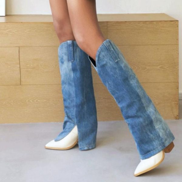 boots 2021 autumn denim women shoes knee high thick heels pu leather pointed toe long female boats, Black
boots 2021 autumn denim women shoes knee high thick heels pu leather pointed toe long female boats, Black