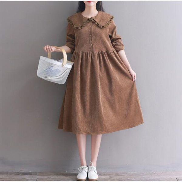 casual dresses japan style kawaii fringe tassel turn down collar corduroy dress women autumn winter vintage high waist midi plus size, Black;gray
casual dresses japan style kawaii fringe tassel turn down collar corduroy dress women autumn winter vintage high waist midi plus size, Black;gray