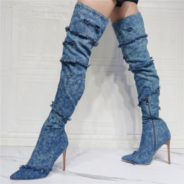 boots retro ladies jeans long large uk size 47 denim stiletto women's thigh high shoes for wide fit, Black
boots retro ladies jeans long large uk size 47 denim stiletto women's thigh high shoes for wide fit, Black