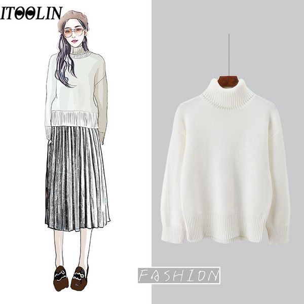women's sweaters itoolin korean sweater knitwear mulheres pullover turtleneck winter autumn 2021 solid long sleeve for women top, White;black
women's sweaters itoolin korean sweater knitwear mulheres pullover turtleneck winter autumn 2021 solid long sleeve for women top, White;black