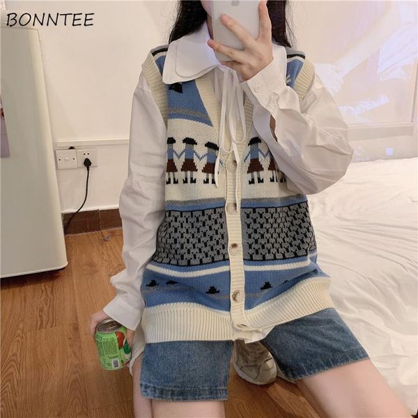 women's vests sweater womens autumn kawaii printed leisure loose knitted v-neck single breasted sleeveless chic teens korean style femm, Black;white
women's vests sweater womens autumn kawaii printed leisure loose knitted v-neck single breasted sleeveless chic teens korean style femm, Black;white