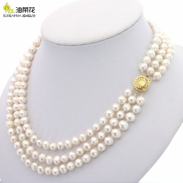 jewelry sets fashion shopping 3rows 7-8mm natural white akoya cultured pearls necklace making woman wedding christmas gift 17-19inc, Black
jewelry sets fashion shopping 3rows 7-8mm natural white akoya cultured pearls necklace making woman wedding christmas gift 17-19inc, Black