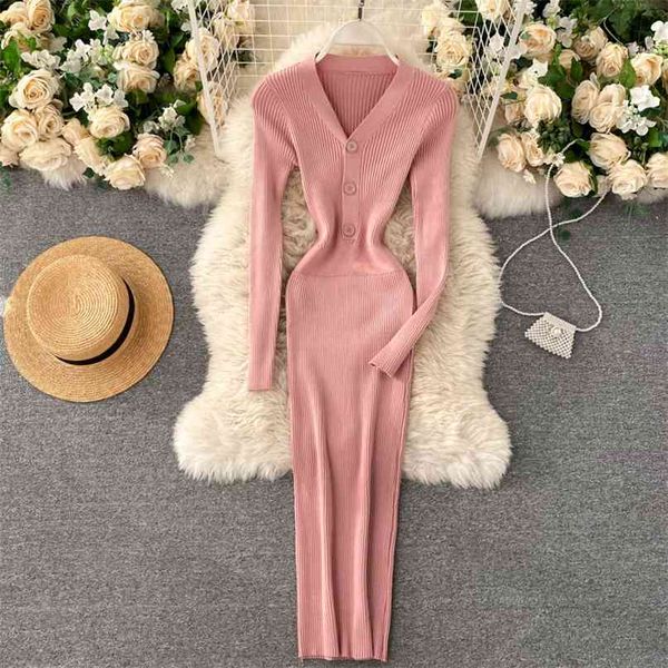 knitted sweater dress women's autumn and winter korean v neck simple solid color long sleeve slim vestidos p940 210527, Black;gray
knitted sweater dress women's autumn and winter korean v neck simple solid color long sleeve slim vestidos p940 210527, Black;gray