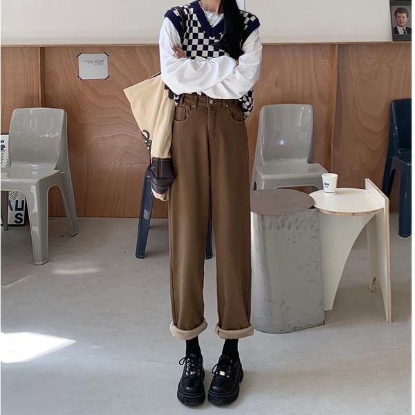 women's jeans women wide leg denim pants 2021 autumn winter fleece bf loose casual female high waist for straight trousers wj347, Blue
women's jeans women wide leg denim pants 2021 autumn winter fleece bf loose casual female high waist for straight trousers wj347, Blue