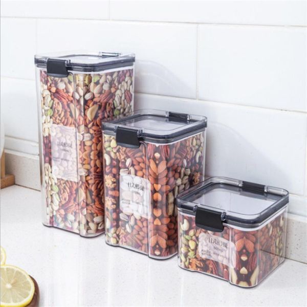 storage bottles & jars kitchen square moisture-proof miscellaneous grains tank transparent plastic silicone sealing ring 500/1100/1800ml 
storage bottles & jars kitchen square moisture-proof miscellaneous grains tank transparent plastic silicone sealing ring 500/1100/1800ml