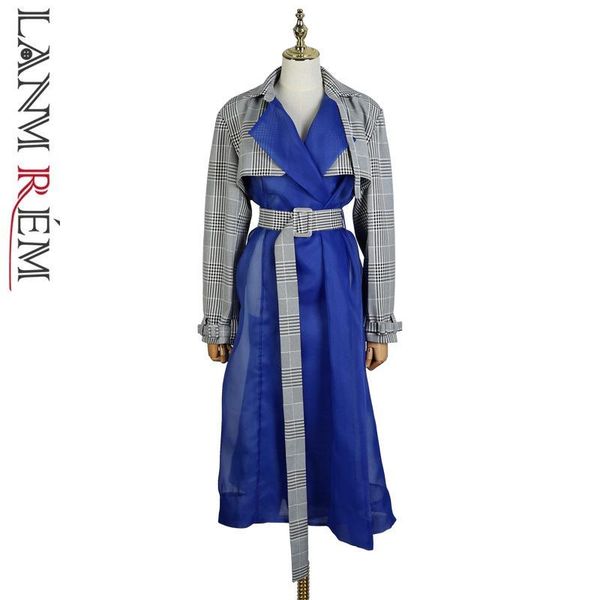 women's trench coats lanmrem 2021 fashion transparent organza stitching loose square lattice female's overcoat with belt vestido y, Tan;black
women's trench coats lanmrem 2021 fashion transparent organza stitching loose square lattice female's overcoat with belt vestido y, Tan;black