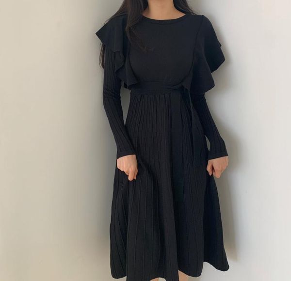 autumn winter women dresses ol long sleeve ruffles knitted sweater dress 2021 lace-up solid o-neck pullover casual, Black;gray
autumn winter women dresses ol long sleeve ruffles knitted sweater dress 2021 lace-up solid o-neck pullover casual, Black;gray