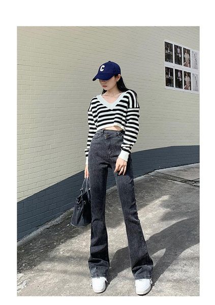 women's jeans dd0284 bootcut high waist slimming drape mopping bell bottom trousers, Blue
women's jeans dd0284 bootcut high waist slimming drape mopping bell bottom trousers, Blue