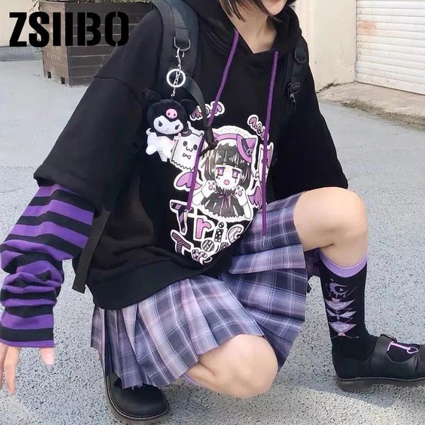 women's hoodies & sweatshirts hooded sweatshirt korean pullover long sleeve streetwear loose polerones mujer women cartoons fake two cl, Black
women's hoodies & sweatshirts hooded sweatshirt korean pullover long sleeve streetwear loose polerones mujer women cartoons fake two cl, Black
