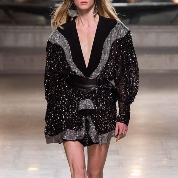casual dresses 2021 autumn runway women v-neck sequins embroidery ruffles dress ladies long sleeve elegant party mini, Black;gray
casual dresses 2021 autumn runway women v-neck sequins embroidery ruffles dress ladies long sleeve elegant party mini, Black;gray