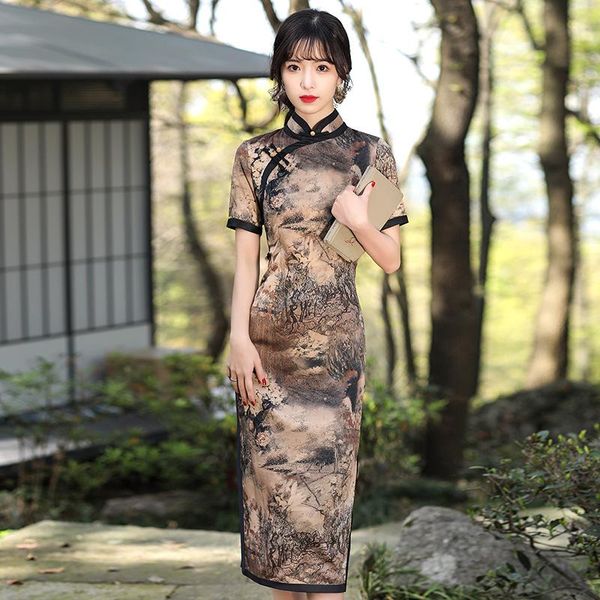ethnic clothing elegant lady satin qipao sheath split mid cheongsam traditional chinese print flower dress gown plus size 3xl-5xl vestidos, Red
ethnic clothing elegant lady satin qipao sheath split mid cheongsam traditional chinese print flower dress gown plus size 3xl-5xl vestidos, Red