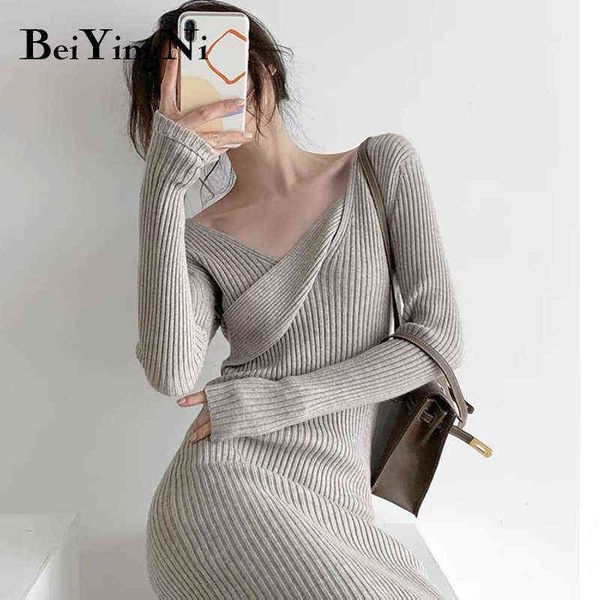 beiyingni autumn winter french elegant v-neck midi black full sleeve dress chic casual party club basic bodycon vestidos y1204, Black;gray
beiyingni autumn winter french elegant v-neck midi black full sleeve dress chic casual party club basic bodycon vestidos y1204, Black;gray