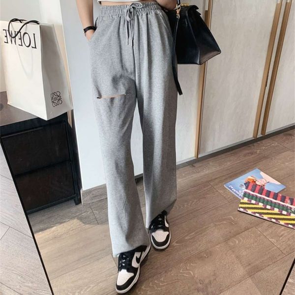 T7130 casual cut sports pants, Gray
