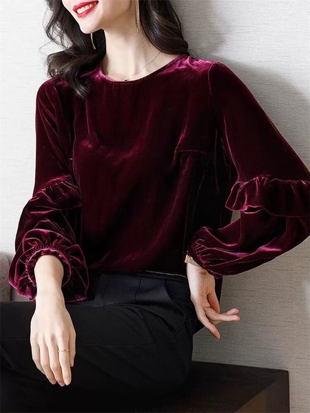 2021 korean solid velvet womens long sleeve o-neck ruffles blouses ladies shirt femme plus size -7xl wine blue green, White
2021 korean solid velvet womens long sleeve o-neck ruffles blouses ladies shirt femme plus size -7xl wine blue green, White