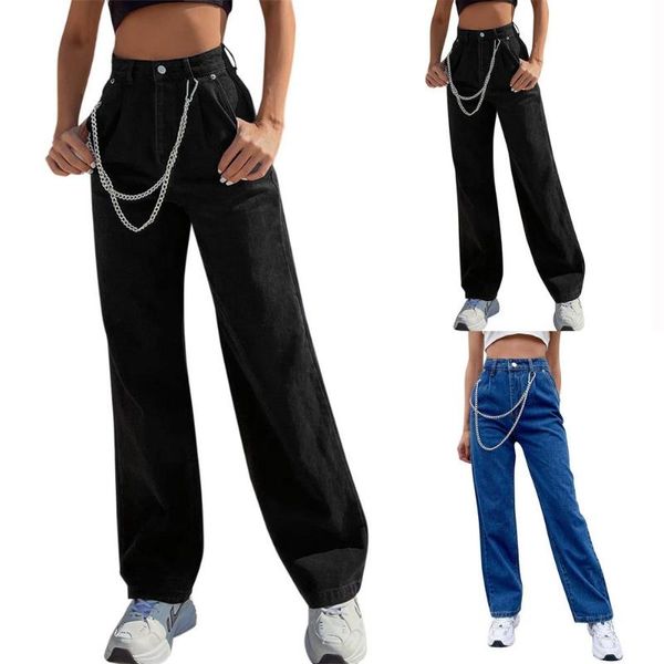 women's jeans high waist loose comfortable for women fashionable casual straight pants washed boyfriend, Blue
women's jeans high waist loose comfortable for women fashionable casual straight pants washed boyfriend, Blue