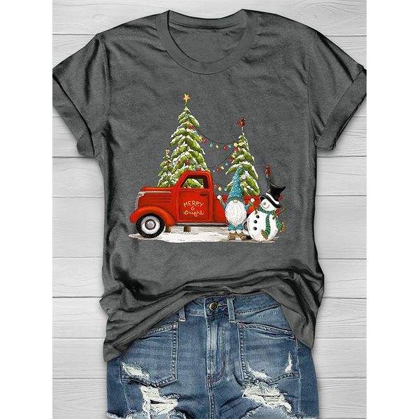 summer women's t-shirt christmas minivan print round neck street casual home short-sleeved loose and comfortable, White
summer women's t-shirt christmas minivan print round neck street casual home short-sleeved loose and comfortable, White