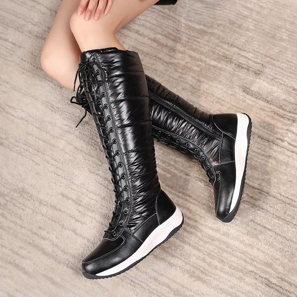 boots genuine leather warm snow women winter shoes knee high boot platform casual black lace up wedge woman water-proof
boots genuine leather warm snow women winter shoes knee high boot platform casual black lace up wedge woman water-proof