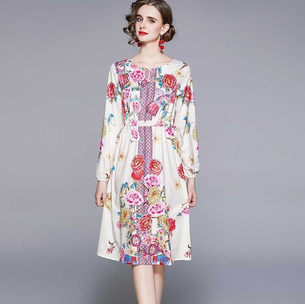 spring summer fashion women long sleeve o neck casual dres vintage print vestidos 210531, Black;gray
spring summer fashion women long sleeve o neck casual dres vintage print vestidos 210531, Black;gray