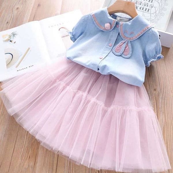 summer girls princess clothes set short sleeve jeans t-shirt+ mesh tutu ball gown skirt 2pcs kids children baby outfits s12213 clothing sets, White
summer girls princess clothes set short sleeve jeans t-shirt+ mesh tutu ball gown skirt 2pcs kids children baby outfits s12213 clothing sets, White
