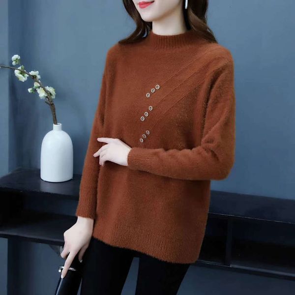 women's sweaters sweaters autumn and winter loose mother's jacket thickened half high collar versatile knitwear mink like sweater, White;black
women's sweaters sweaters autumn and winter loose mother's jacket thickened half high collar versatile knitwear mink like sweater, White;black
