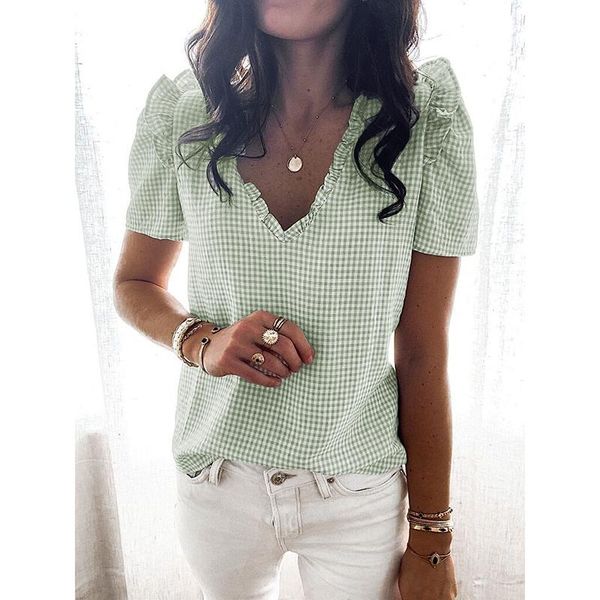 women's blouses & shirts ruffle summer women v-neck blouse shirt harajuku 2021 grid short puff sleeve korean style base female blusa de, White
women's blouses & shirts ruffle summer women v-neck blouse shirt harajuku 2021 grid short puff sleeve korean style base female blusa de, White